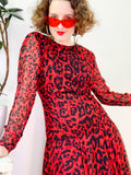 A.J. Bari Red Animal Print Dress | Medium