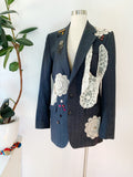 Bill Blass Embellished Pinstripe Wool Blazer | Large