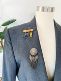 Bill Blass Embellished Pinstripe Wool Blazer | Large