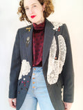 Bill Blass Embellished Pinstripe Wool Blazer | Large