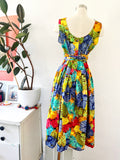 Vibrant Tropical Print Cotton Sundress with Tie Waist | Large