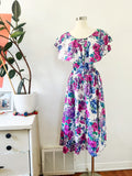 Floral Indian Cotton Tie Neck Dress | Medium
