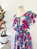 Floral Indian Cotton Tie Neck Dress | Medium