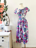 Floral Indian Cotton Tie Neck Dress | Medium