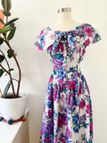 Floral Indian Cotton Tie Neck Dress | Medium