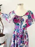 Floral Indian Cotton Tie Neck Dress | Medium