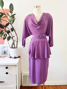 Barbara Barbara Mauve Purple Belted Dress | Medium