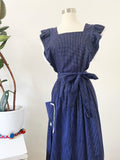 Navy Polka Dot Cotton Maxi Dress | Small