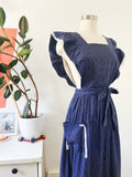 Navy Polka Dot Cotton Maxi Dress | Small