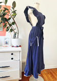Navy Polka Dot Cotton Maxi Dress | Small