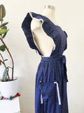 Navy Polka Dot Cotton Maxi Dress | Small