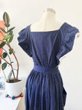 Navy Polka Dot Cotton Maxi Dress | Small
