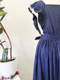Navy Polka Dot Cotton Maxi Dress | Small