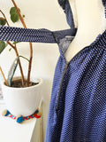 Navy Polka Dot Cotton Maxi Dress | Small