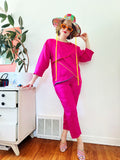 Platinum by Dorothy Schoelen Hot Pink Silk Pant Set | Medium