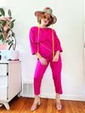 Platinum by Dorothy Schoelen Hot Pink Silk Pant Set | Medium