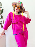 Platinum by Dorothy Schoelen Hot Pink Silk Pant Set | Medium