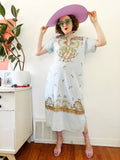 Light Blue Bird Print Caftan | Large