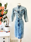 Acid Wash Denim Zip Front Dress | Small