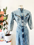 Acid Wash Denim Zip Front Dress | Small