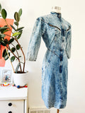 Acid Wash Denim Zip Front Dress | Small