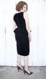 Black Silk Velvet Peplum Dress | Small