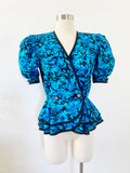 A.J. Bari Floral Silk Top | Medium