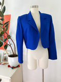 Cobalt Blue Wool Cropped Pant Suit | Medium