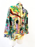 Silk Italian Village Print Blouse | Large
