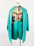 Teal Leather Blazer and Shorts Set | Medium