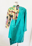 Teal Leather Blazer and Shorts Set | Medium