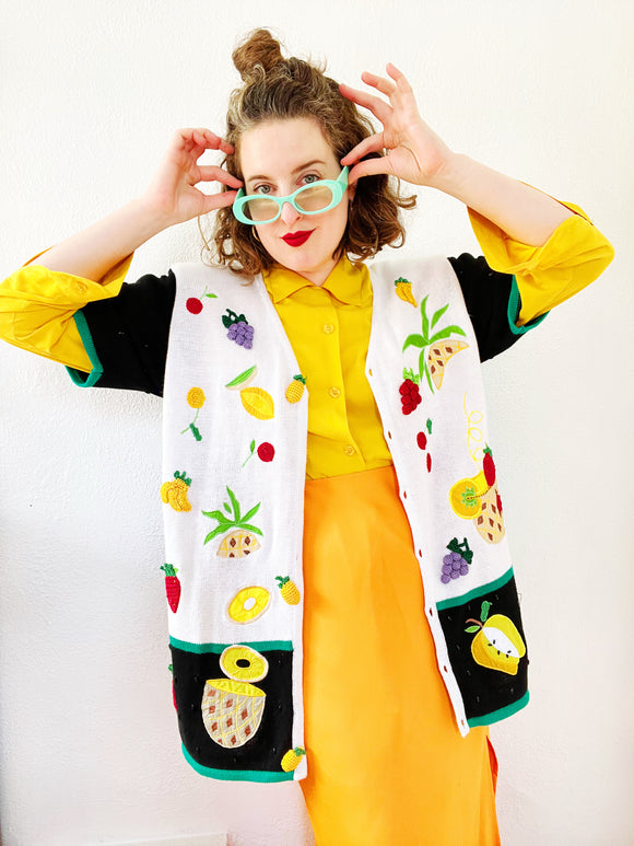 Novelty Fruit Ramie/Cotton Cardigan