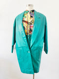 Teal Leather Blazer and Shorts Set | Medium