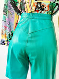 Teal Leather Blazer and Shorts Set | Medium