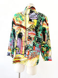 Silk Italian Village Print Blouse | Large