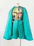 Teal Leather Blazer and Shorts Set | Medium