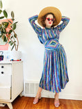 Moonglow Floral and Striped Woven Dress | Medium