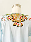 Light Blue Bird Print Caftan | Large