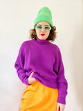 Raspberry Purple Ramie Cotton Turtleneck Sweater