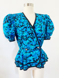 A.J. Bari Floral Silk Top | Medium