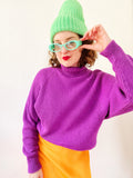 Raspberry Purple Ramie Cotton Turtleneck Sweater