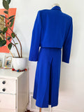 Cobalt Blue Wool Cropped Pant Suit | Medium