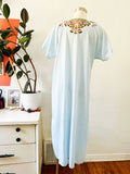 Light Blue Bird Print Caftan | Large