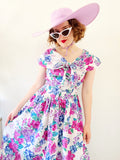 Floral Indian Cotton Tie Neck Dress | Medium