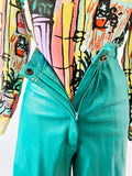 Teal Leather Blazer and Shorts Set | Medium