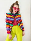 Striped Rainbow Silk Jacket | Medium