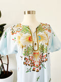 Light Blue Bird Print Caftan | Large