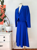 Cobalt Blue Wool Cropped Pant Suit | Medium