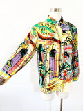 Silk Italian Village Print Blouse | Large