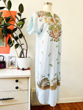Light Blue Bird Print Caftan | Large